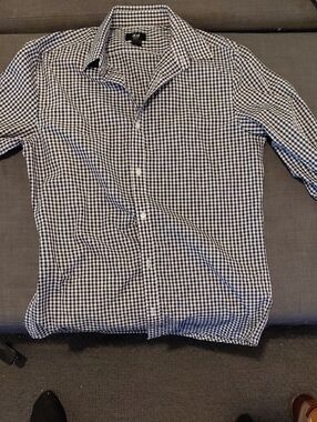 H&M Men’s Navy and White Check Dress Shirt